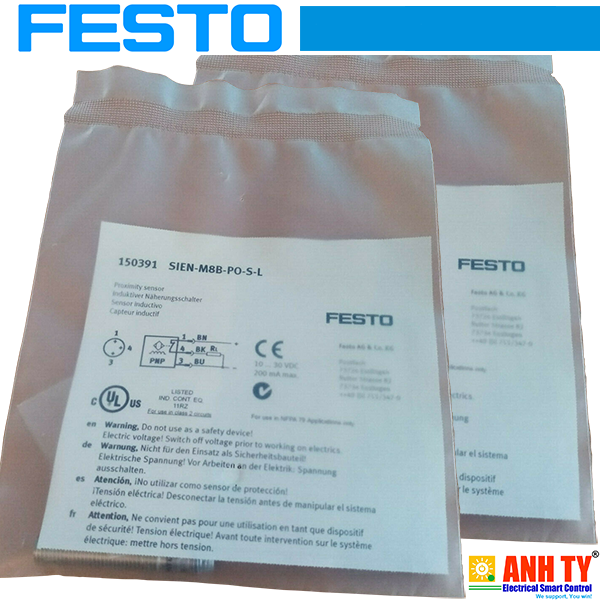 Festo SIEN-M8B-PO-S-L | 150391 | Inductive proximity sensor -Cảm biến tiệm cận cảm ứng 1.5mm PNP NC 3-Pin M8 IP65 IP76